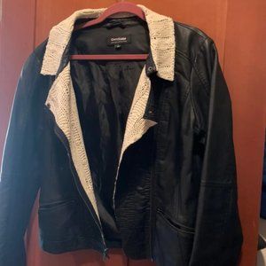Faux Leather Jacket with Knitting/Stitching unique